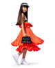 KARL LAGERFELD SS25 Ceremony Pleated Long Skirt in Orange