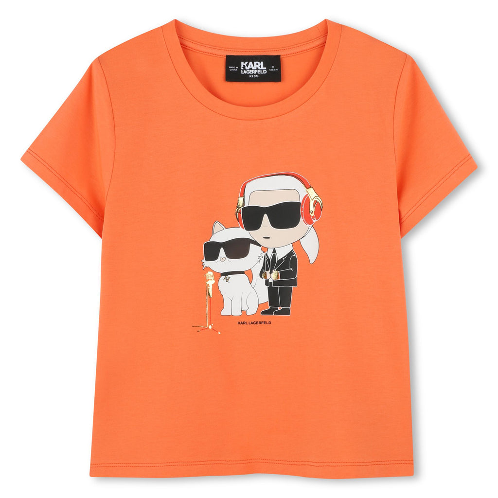 KARL LAGERFELD SS25 Short Sleeve Karl and Chaupette T-shirt in Poppy