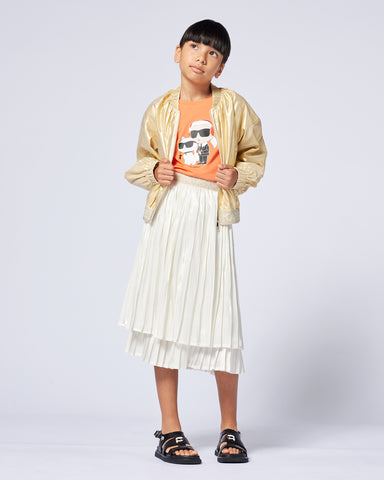 KARL LAGERFELD SS25 Ceremony Pleated Dress in Orange