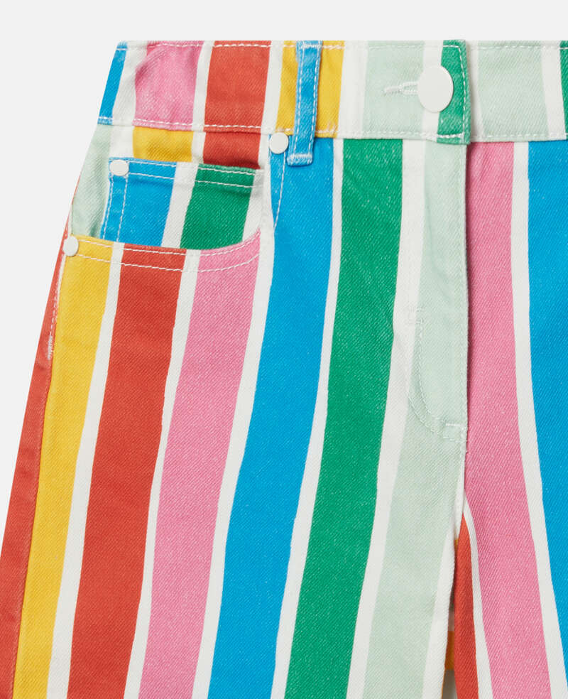 STELLA MCCARTNEY RAINBOW STRIPES GABARDINE JEAN SHORTS