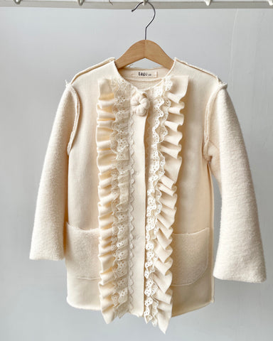 MY LITTLE COZMO "Les Tresors Marines" Organic Toweling Terry Blouse in Ivory