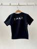 TAGO AW2024 T-shirt with Hand Felted Cat Detail in Black