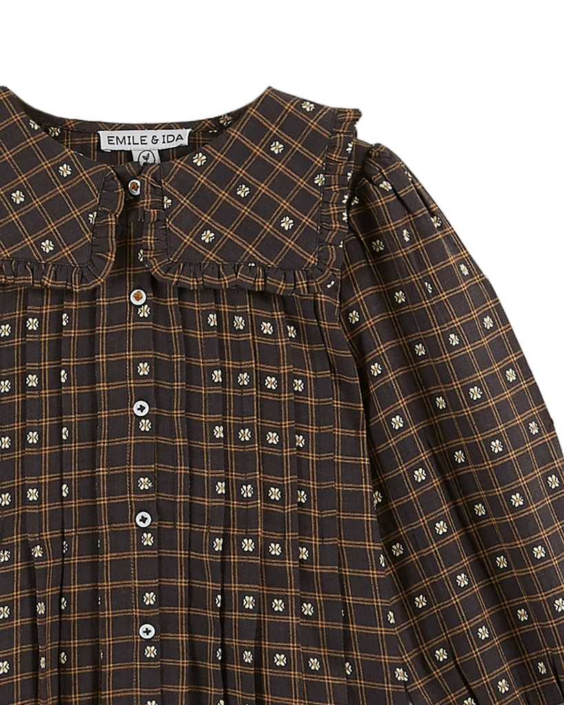 EMILE ET IDA AW24 Embroidered Checkered Blouse Top