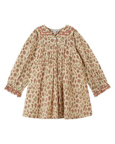 GINGERSNAPS FW24 BABY GIRL VELVET DRESS WITH SCALLOPED EMBROIDERY DETAILS