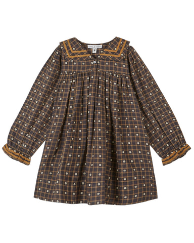 GINGERSNAPS FW24 BABY GIRL VELVET DRESS WITH SCALLOPED EMBROIDERY DETAILS