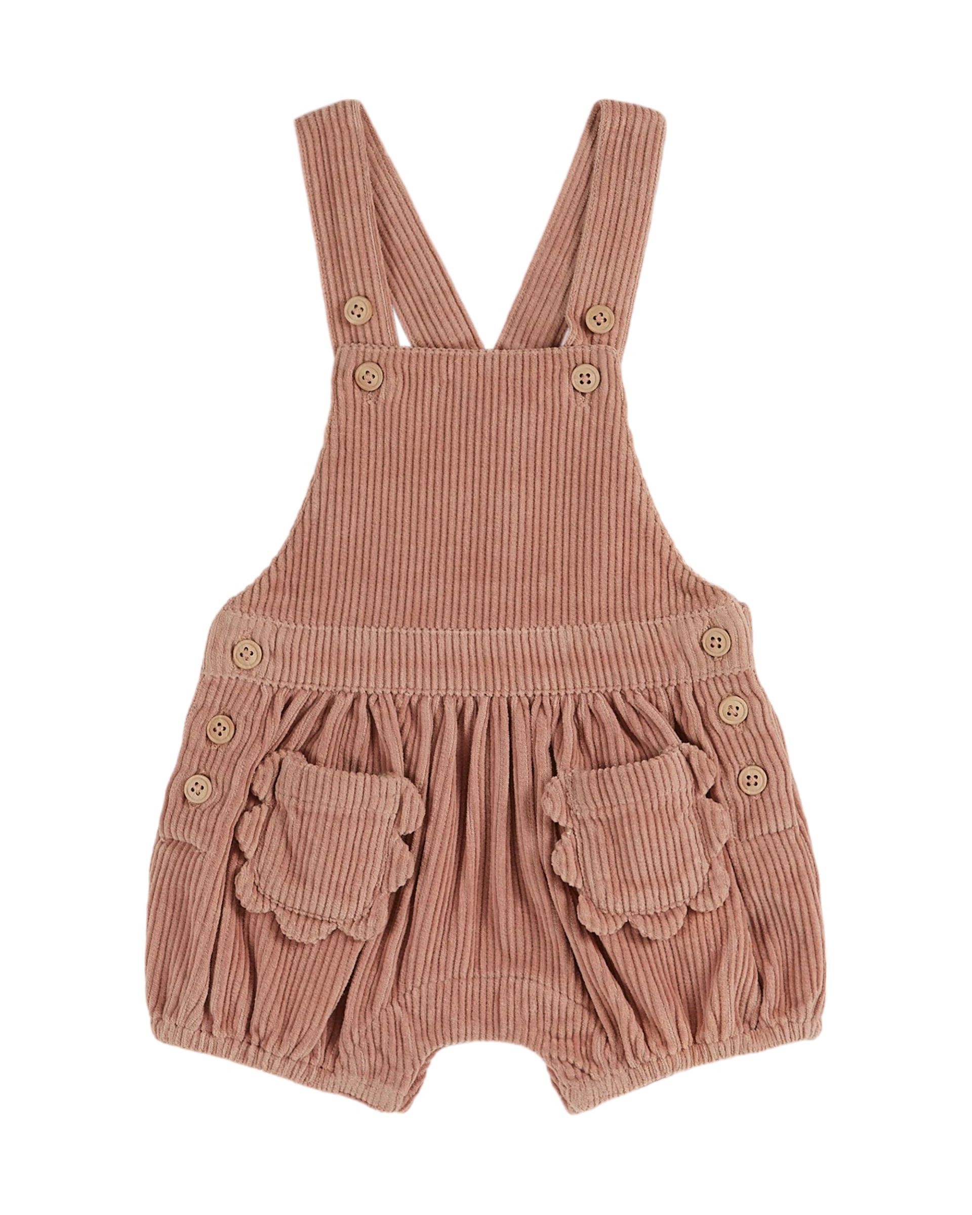 EMILE ET IDA AW24 Baby Corduroy Overalls Scalloped Shorts