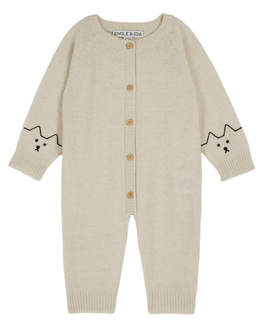 EMILE ET IDA AW24 Baby Embroidered Bubble Overalls Pants