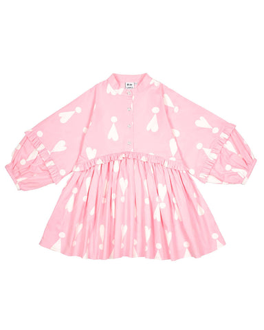 EMILE ET IDA AW24 Floral Dress with Marine Collar in Dusty Rose