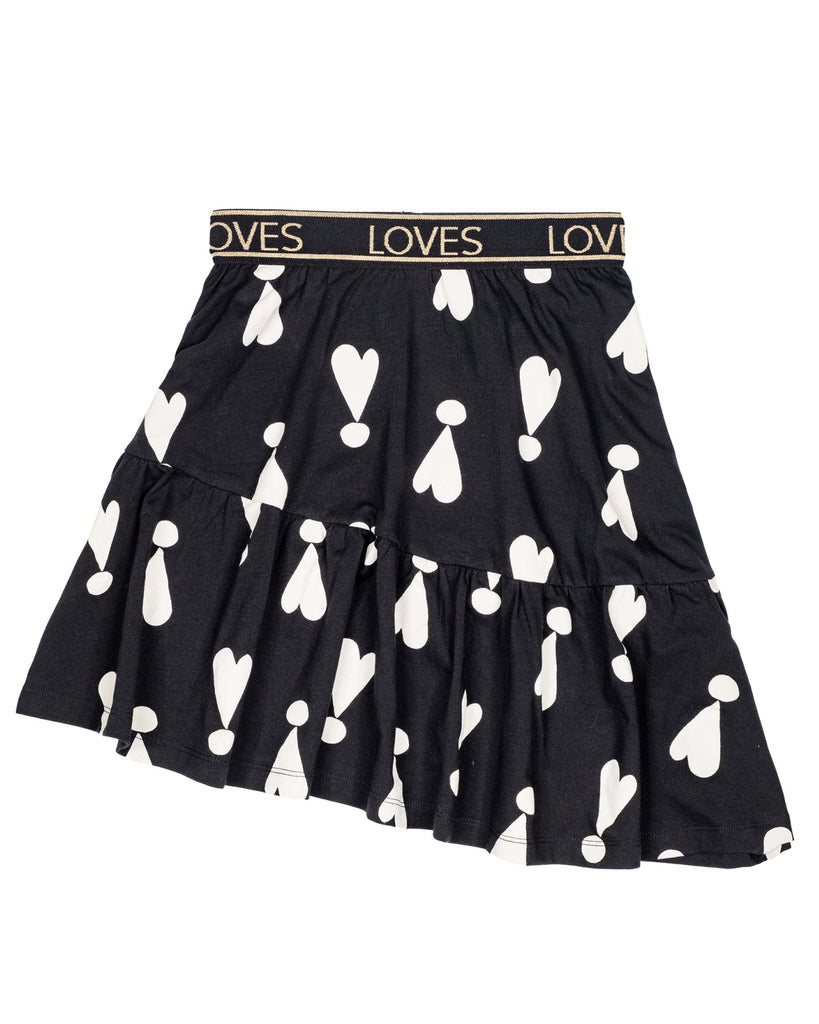 BEAU LOVES  "I see you" Black Exclamation Hearts Asymmetric Skirt