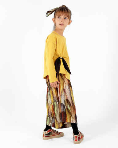 MiMiSol SS24 Tafetta Dress with Orange Print and Rhinestones