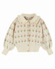 EMILE ET IDA SS25 JACQUARD ECRU ORGANIC COTTON RUFFLED CARDIGAN