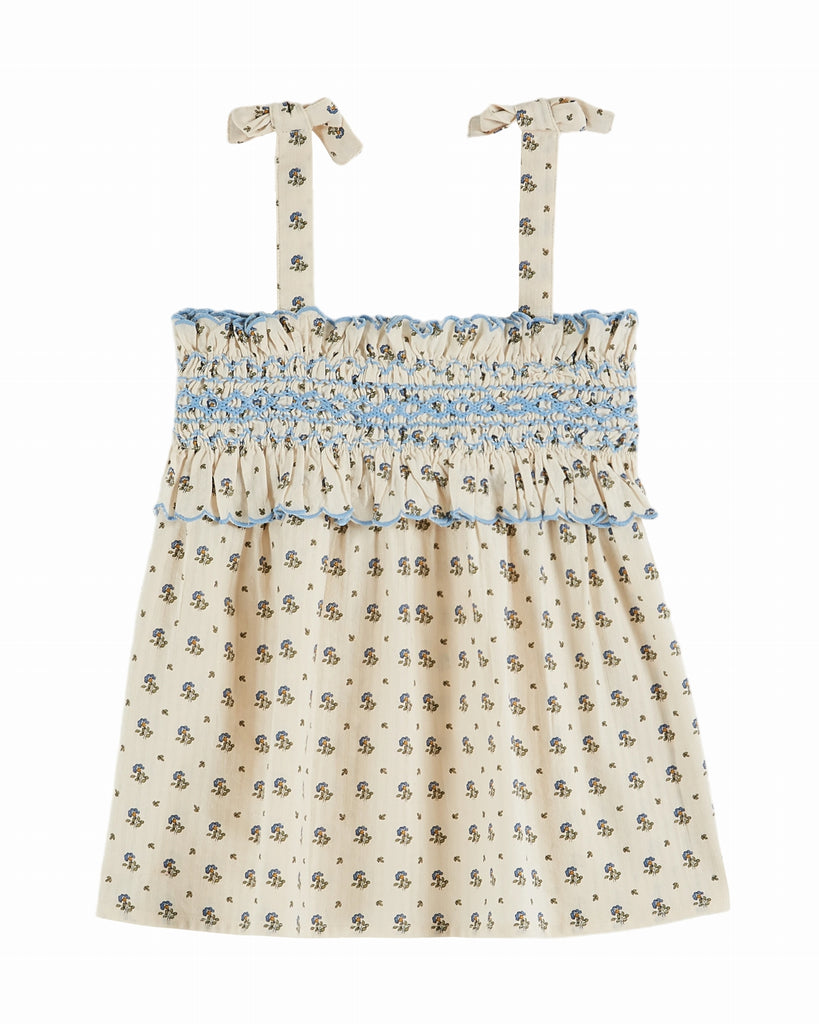 EMILE ET IDA SS25 IRIS SCALLOPED SMOCKED STRAPLESS TOP