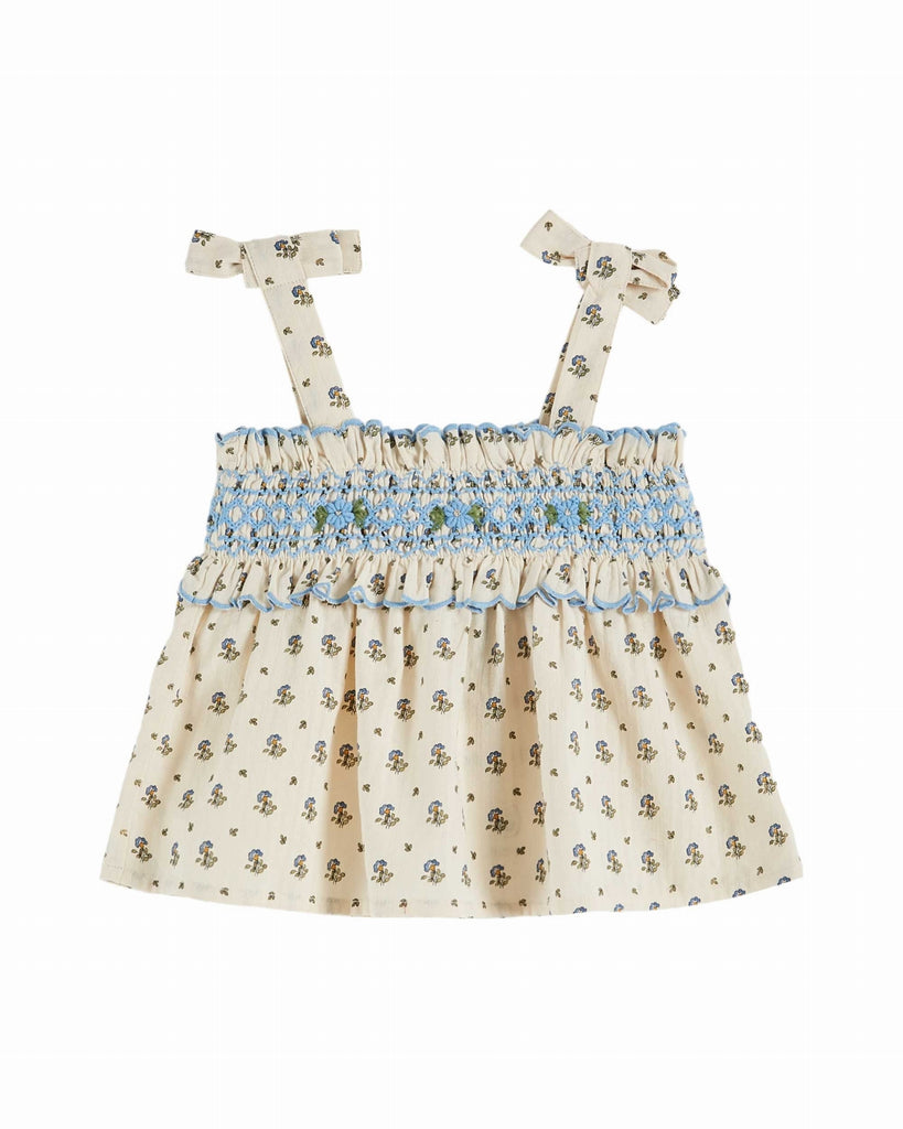 EMILE ET IDA SS25 IRIS SCALLOPED SMOCKED STRAPLESS TOP