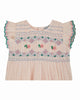 EMILE ET IDA SS25 BEBE COMBI PUFFEL PINK HAND-SMOCKED EMBROIDERED ROMPER (Copy)