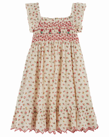 EMILE ET IDA AW24 Floral Dress with Marine Collar in Dusty Rose